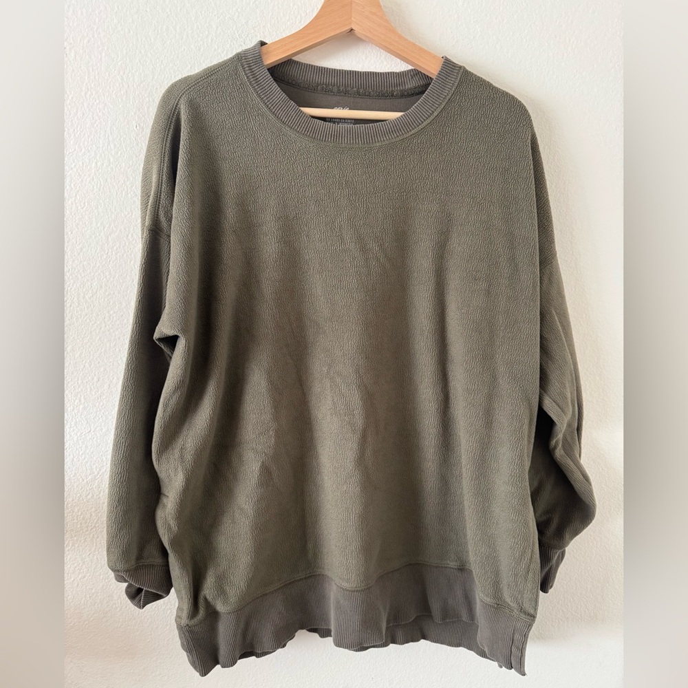 Aerie Womens Oversized Crewneck in Olive